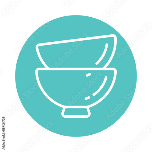 Bowls  vector Circle Outline Icon. Eps 10 File