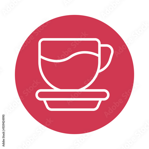 Tea Cup vector Circle Outline Icon. Eps 10 File