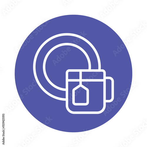 Plate with Cup vector Circle Outline Icon. Eps 10 File