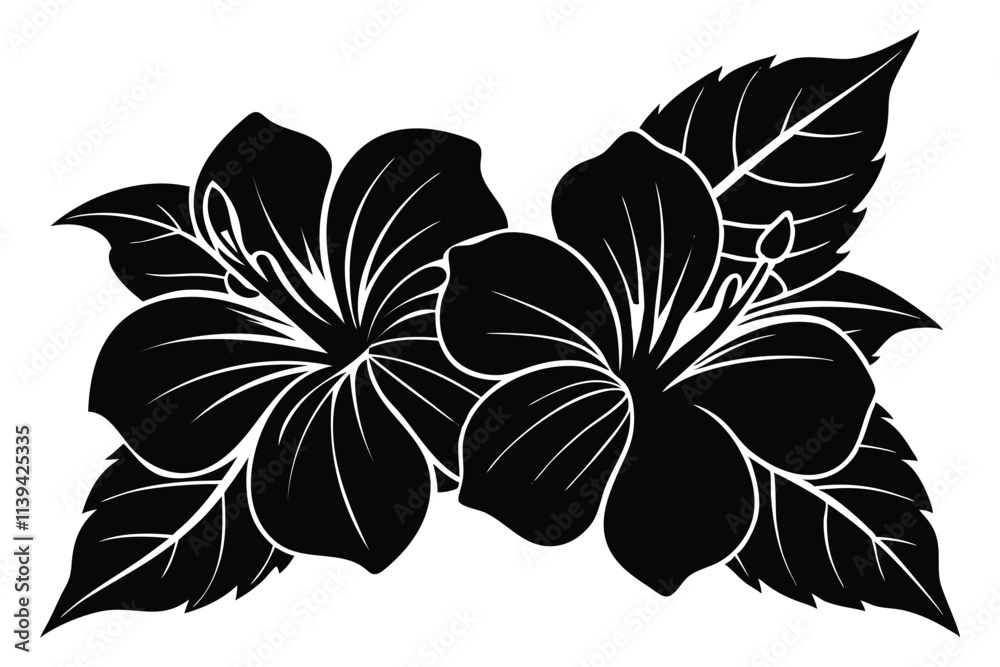 Obraz premium Hibiscus flower vector art silhouette.eps