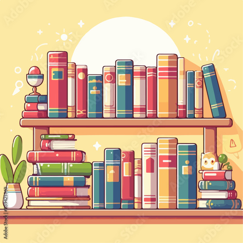 Illustration of a books on shelf