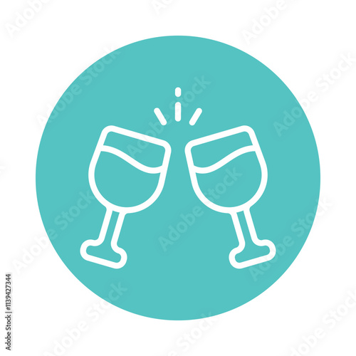 Wine vector Circle Outline Icon. Eps 10 File