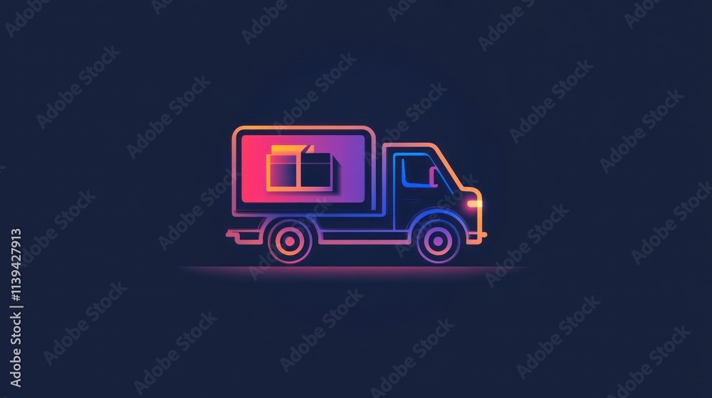 A minimalistic vector icon of a delivery truck with a package symbol, ideal for representing e-commerce shipping logistics A minimalistic vector icon of a delivery truck with a package symbol, ideal for representing e-commerce shipping logistics