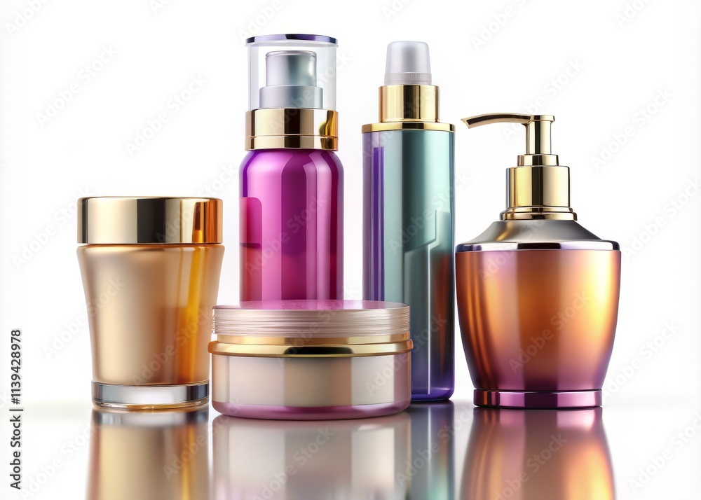 3D Realistic Cosmetic Packaging Mockup: Cream Tube, Spray Bottle, Soap Dispenser, Dropper, Lotion Bottle 3D Realistic Cosmetic Packaging Mockup: Cream Tube, Spray Bottle, Soap Dispenser, Dropper, Lotion Bottle