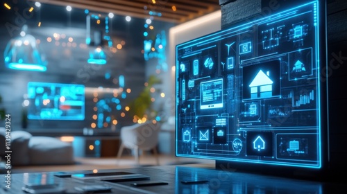 Wallpaper Mural Smart Home Technology Interface Display: Futuristic Home Automation System Torontodigital.ca