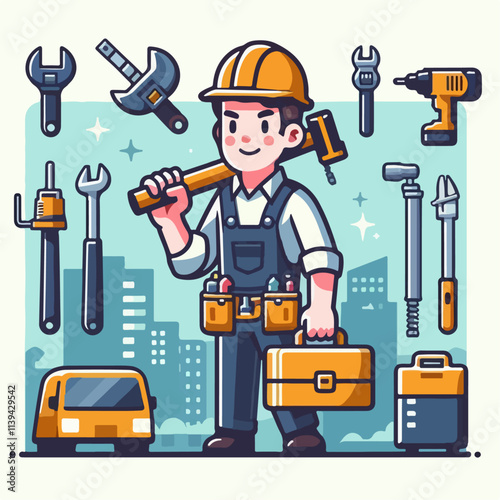 Illustration of a worker construction