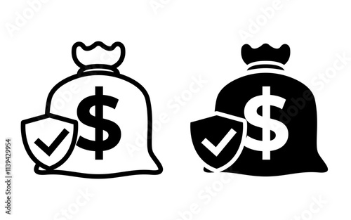 Single financial insurance icon object cartoon, sticker flat vector