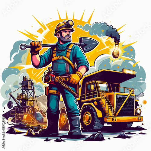 Illustration of a worker construction