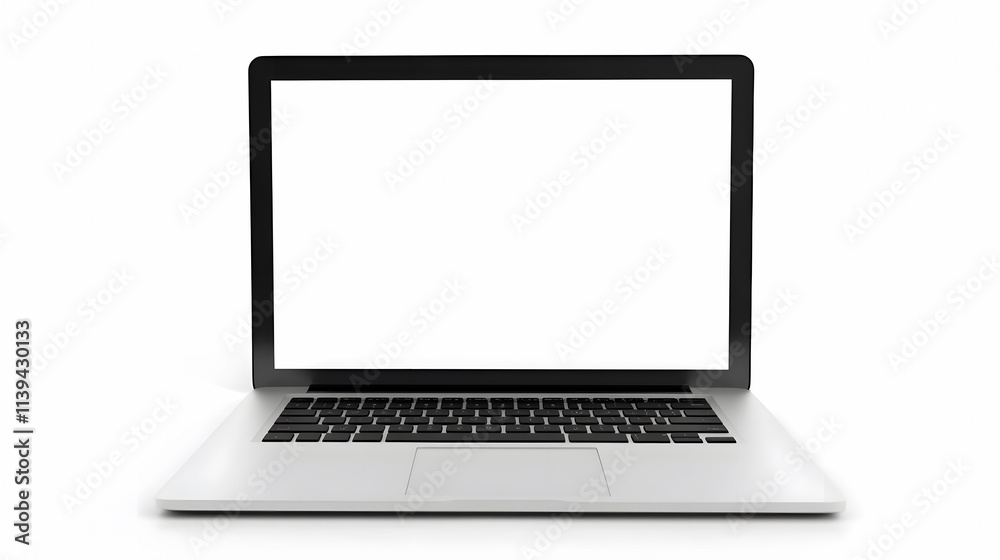 A laptop with a blank screen isolated against a white background. A laptop with a blank screen isolated against a white background.