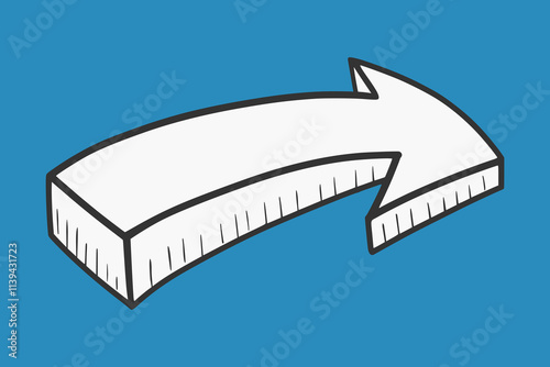 Curve arrow turn right. Send forward. Share doodle symbol.