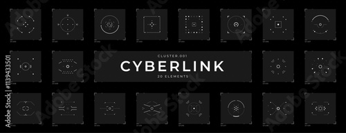 Obraz na płótnie Cyberpunk elements set. Futuristic HUD elements set. Cyber style collection of targets and buttons. Cyberpunk vector shapes for virtual reality interface. Digital technology futuristic UI, UX. w salonie