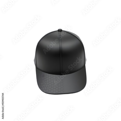 A sleek black cap with a modern design, placed on a white background photo