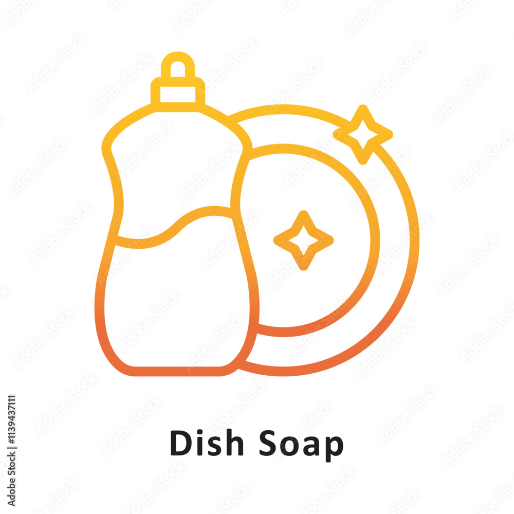 Obraz premium Dish Soap Vector Gradient Outline Icon. Eps 10 File
