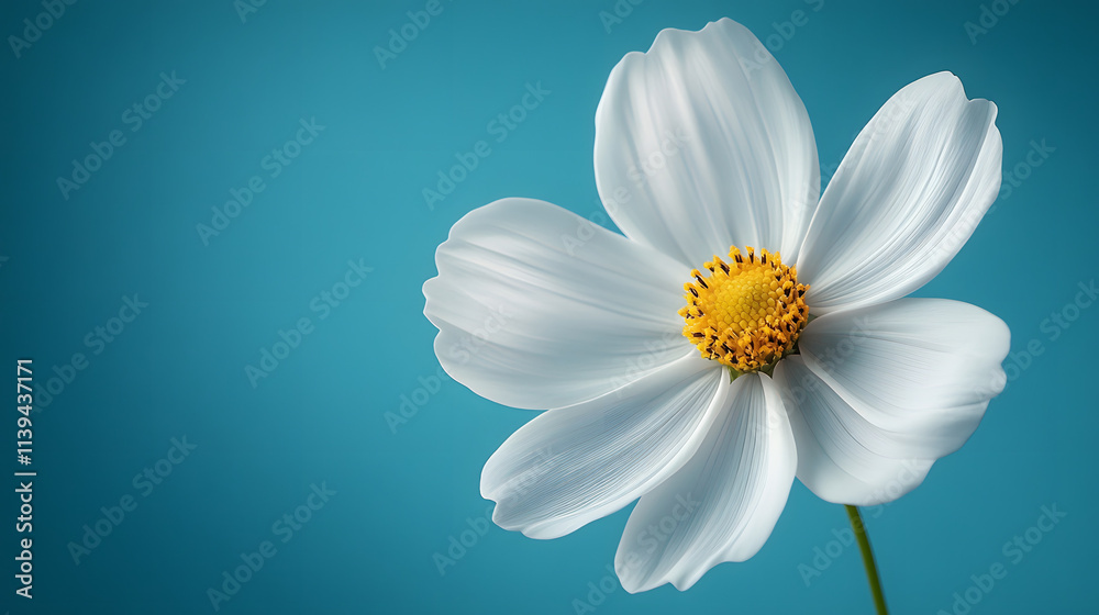 A single white flower against a clear blue sky, symbolizing purity, peace, and serenity, capturing the simplicity and beauty of nature with a focus on delicate details and natural elegance.
A single white flower against a clear blue sky, symbolizing purity, peace, and serenity, capturing the simplicity and beauty of nature with a focus on delicate details and natural elegance.