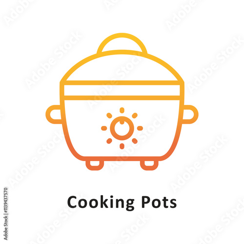 Cooking Pots Vector Gradient Outline Icon. Eps 10 File