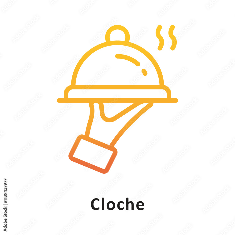 Fototapeta premium Cloche Vector Gradient Outline Icon. Eps 10 File