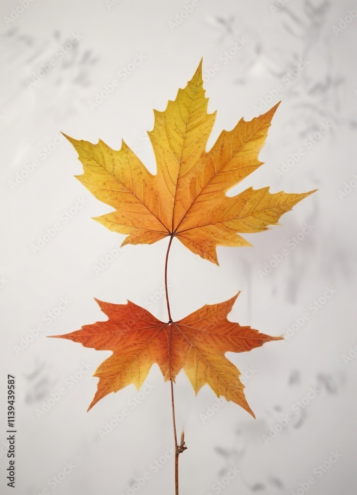 Single maple leaf on a plain white background, nature, maple, autumn Single maple leaf on a plain white background, nature, maple, autumn