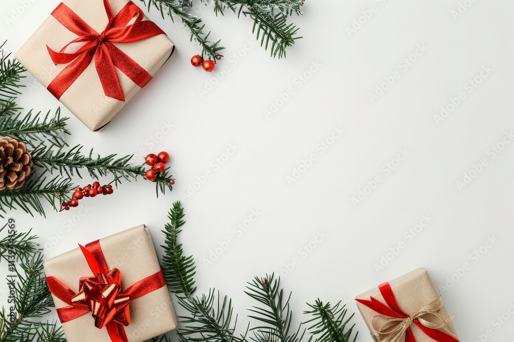 Christmas Presents on a White Background Christmas Presents on a White Background