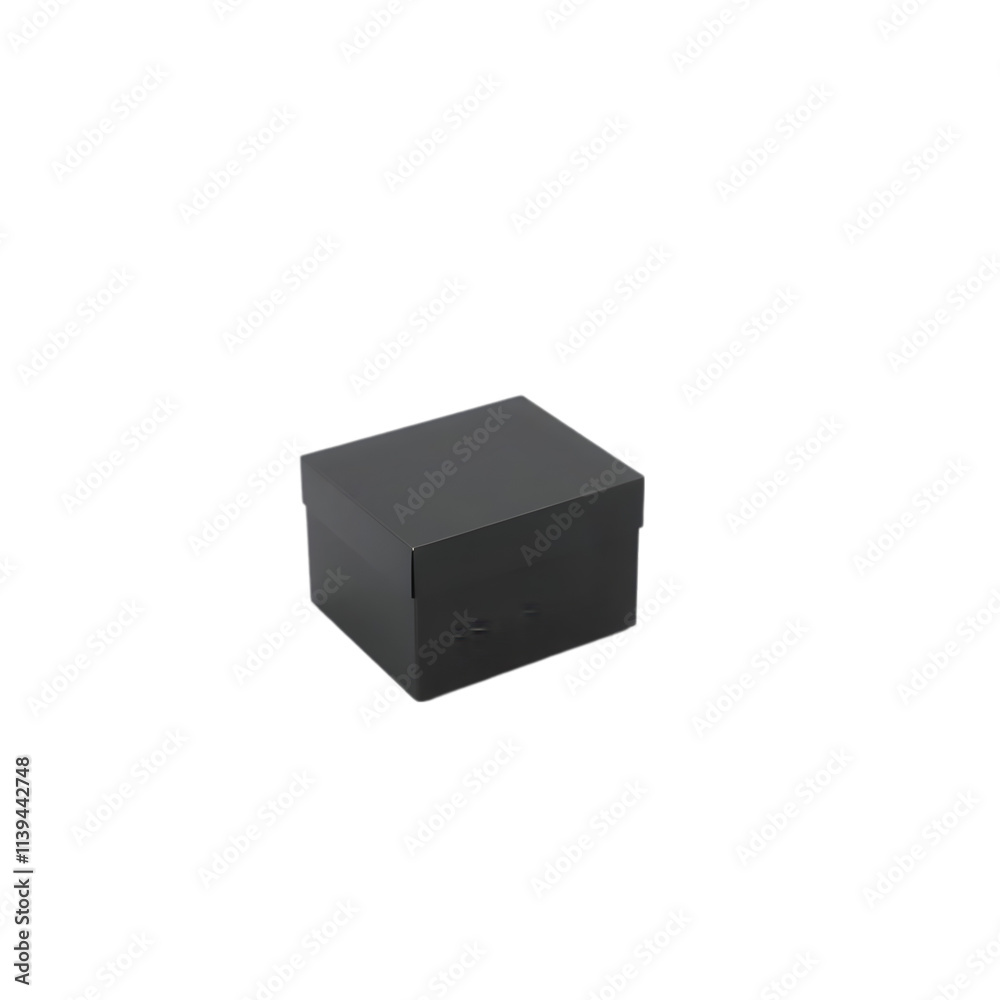 Fototapeta premium A simple black cardboard box, isolated on a white background
