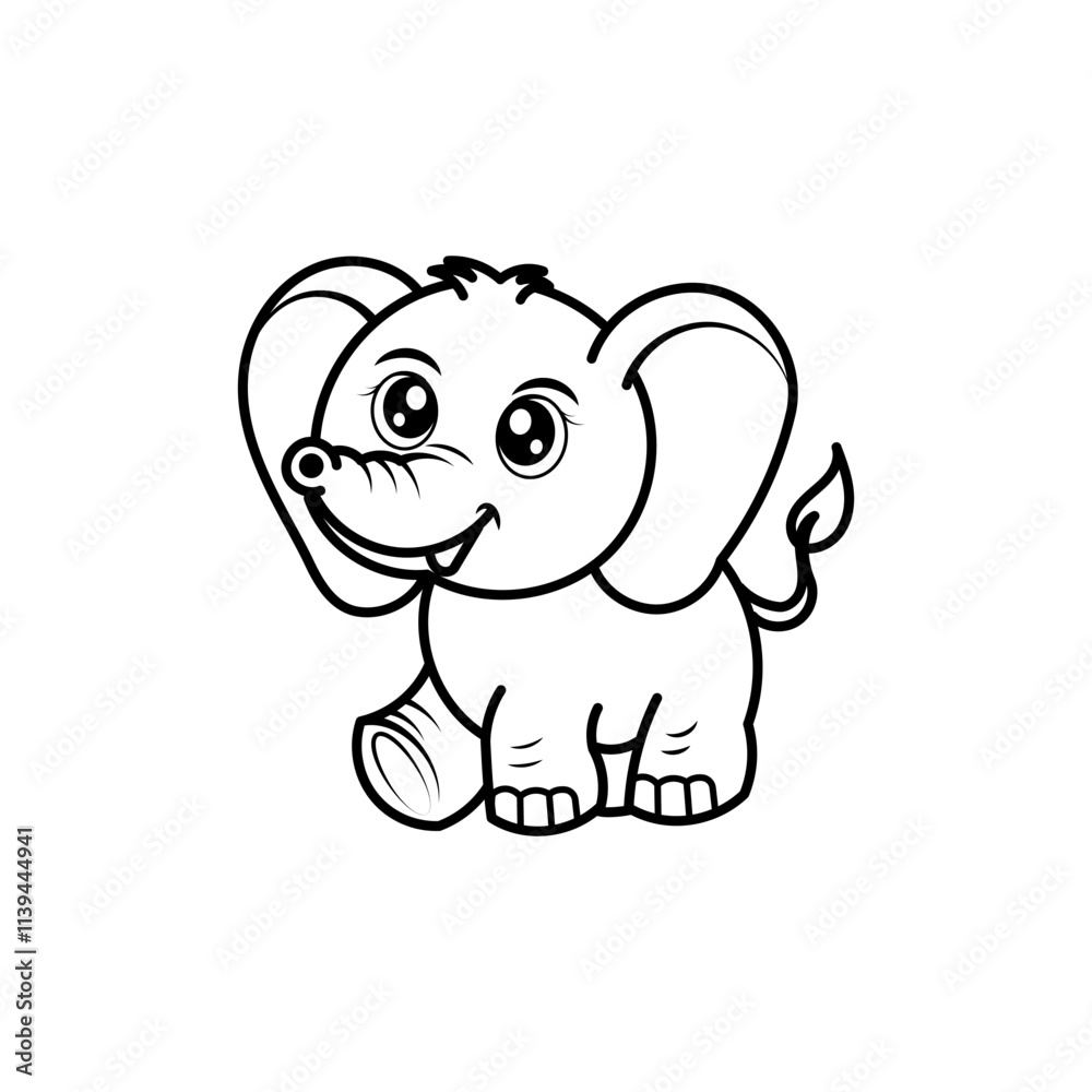 Naklejka premium elephant outline on white background
