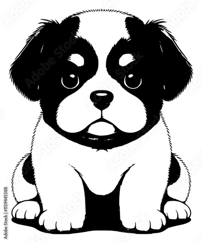 Vector art outline of cute puppy dog	