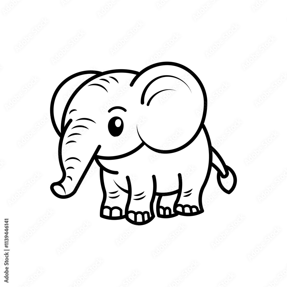 Naklejka premium elephant outline on white background