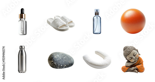 Spa Wellness Essentials Set, Transparent Background