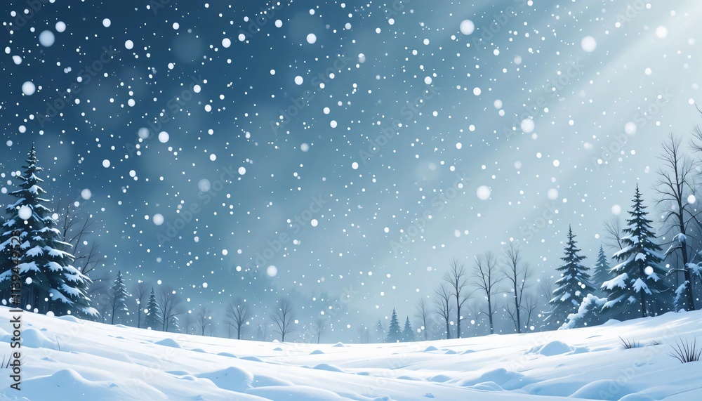 Fototapeta premium Snow fall winter illustration white background