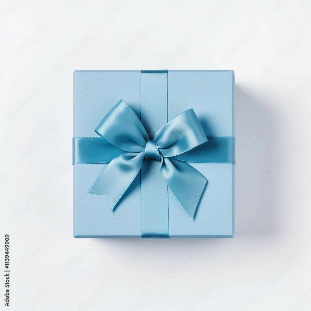 blue gift , Isolated white background, flat lay blue gift , Isolated white background, flat lay