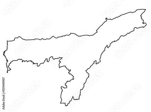 Minimalist Line Art Map of Assam