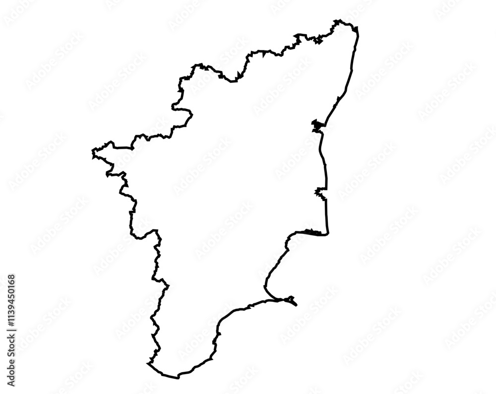 Fototapeta premium Minimalist Line Art Map of Tamil Nadu