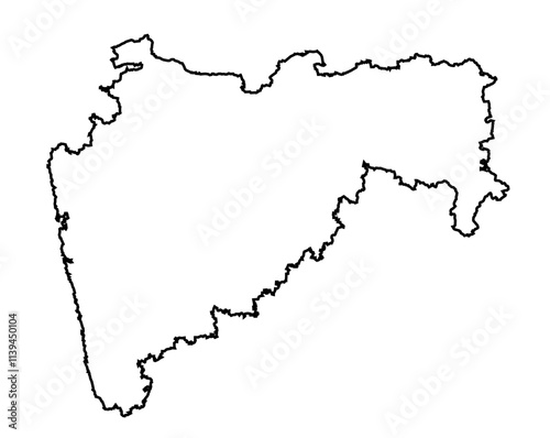 Minimalist Line Art Map of Maharashtra