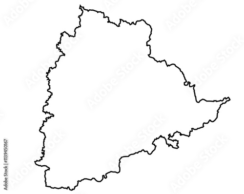 Minimalist Line Art Map of Telangana
