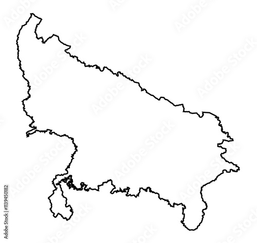 Minimalist Line Art Map of Uttar Pradesh