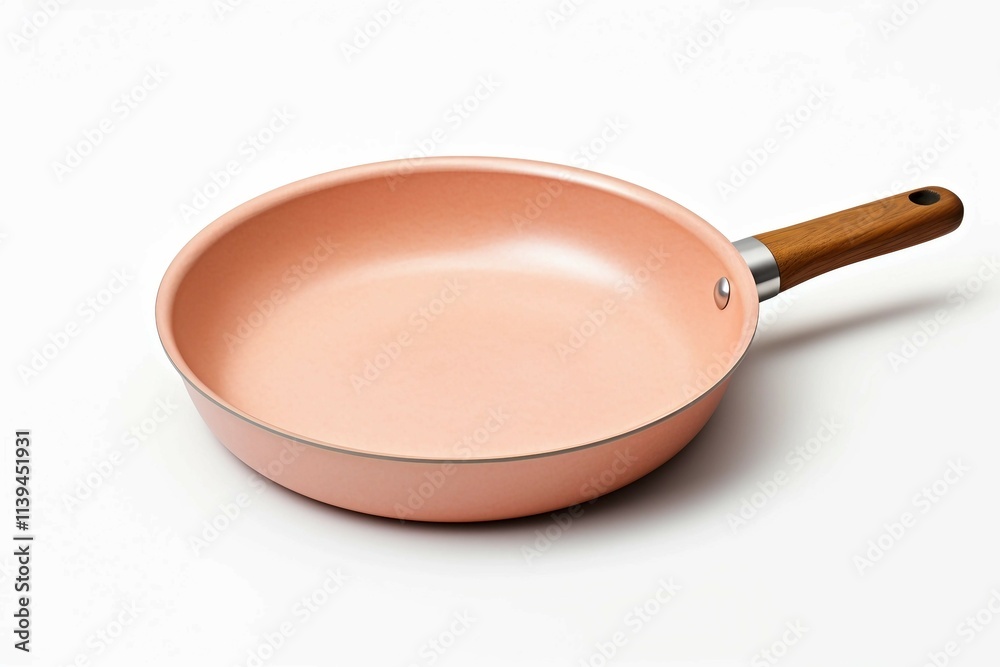 pink frying pan , Isolated white background, flat lay pink frying pan , Isolated white background, flat lay