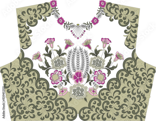 Delicate floral artistry blooms on this exquisite Indian blouse design. A symphony of soft pinks and purples dances with muted greens-2