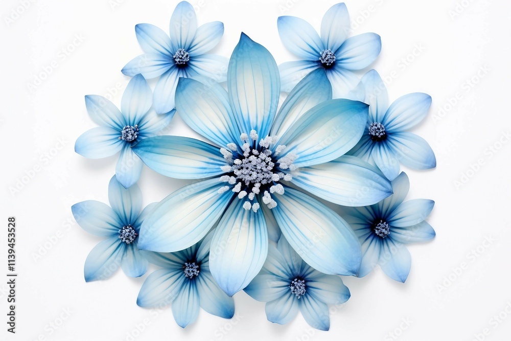 Blue Flower , Isolated white background, flat lay Blue Flower , Isolated white background, flat lay
