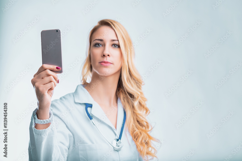 Doctor using smartphone app for remote patient monitoring and ai Doctor using smartphone app for remote patient monitoring and ai