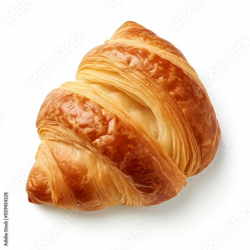 croissant , Isolated white background, flat lay