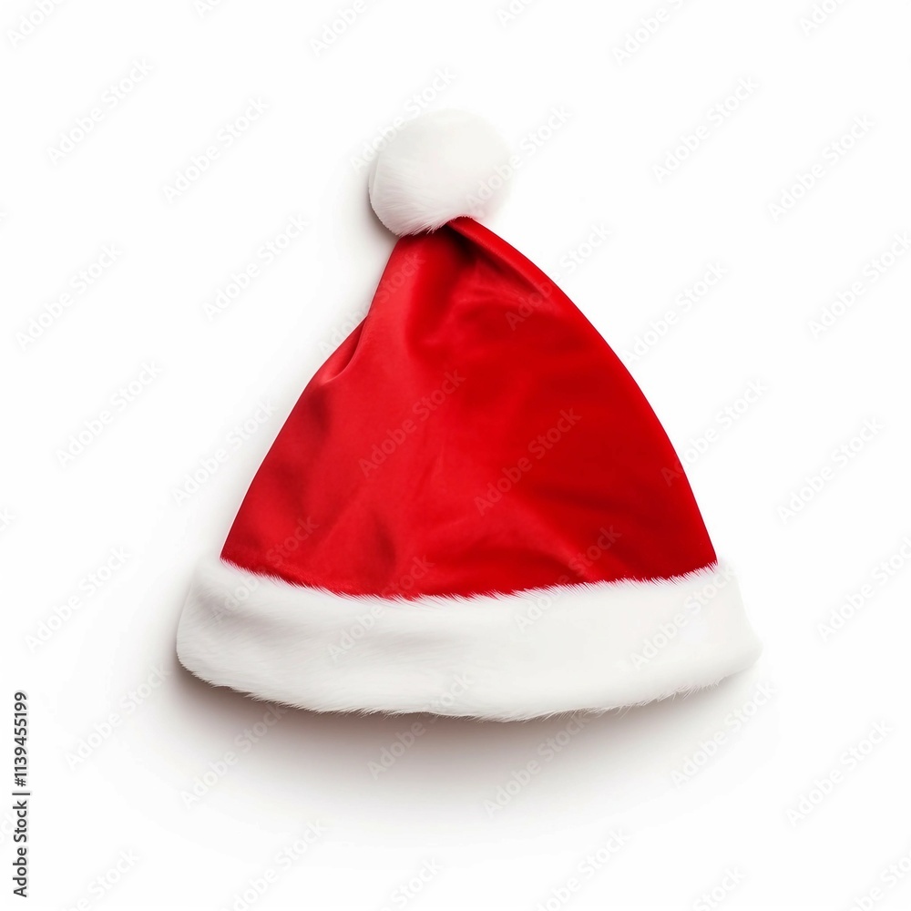 Santa hat , Isolated white background, flat lay Santa hat , Isolated white background, flat lay