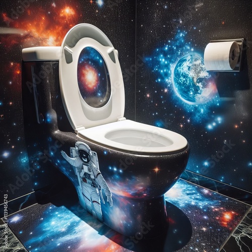 394 A toilet with a space inspired design featuring a stunning d photo