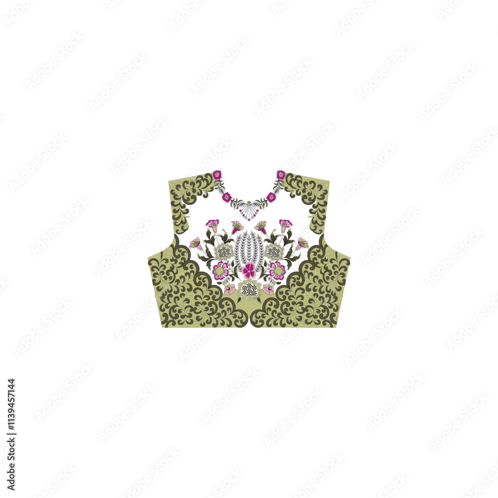 Delicate floral artistry blooms on this exquisite Indian blouse design. A symphony of soft pinks and purples dances with muted greens-1 Delicate floral artistry blooms on this exquisite Indian blouse design. A symphony of soft pinks and purples dances with muted greens-1