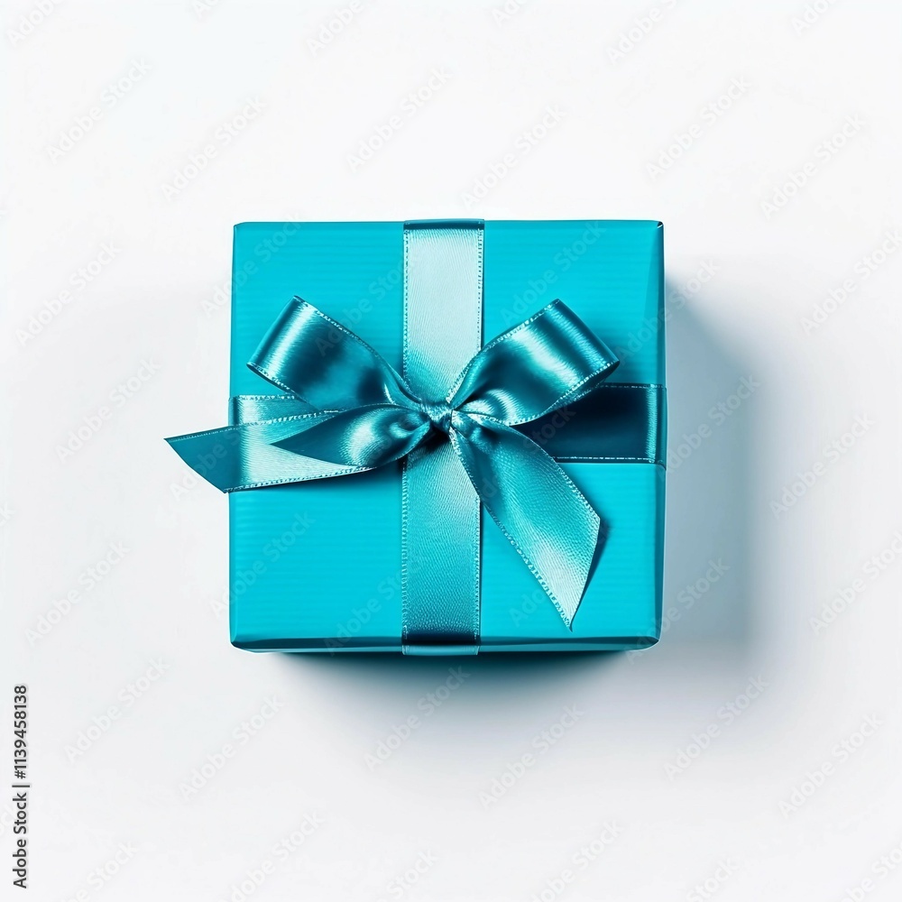 blue gift , Isolated white background, flat lay blue gift , Isolated white background, flat lay