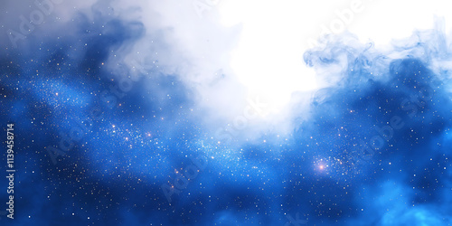 Blue smoke background. Magic blue smoke with glitter and small particles on PNG photo