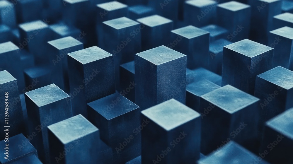 Abstract Blue Cubes: A 3D Render of Geometric Shapes Abstract Blue Cubes: A 3D Render of Geometric Shapes