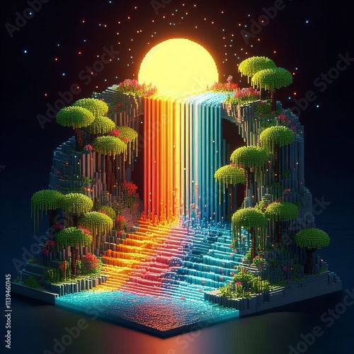 541 Voxel Cascade with a sense of peace and tranquility with bri photo