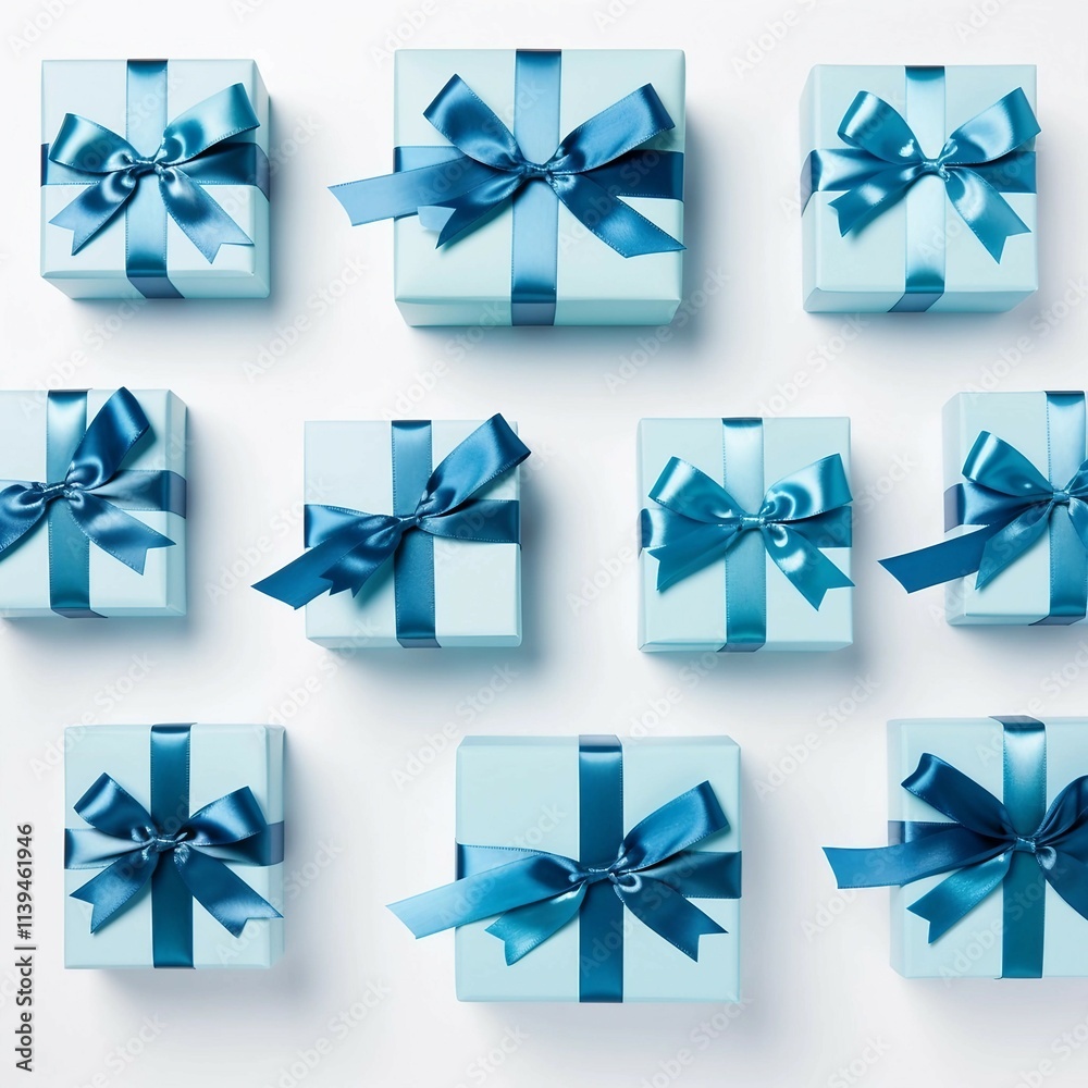 blue gift , Isolated white background, flat lay blue gift , Isolated white background, flat lay