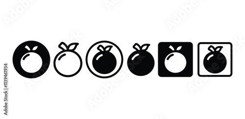 orange fruit icon symbol sign vector design black white color simple outline and black fill illustration collection isolated