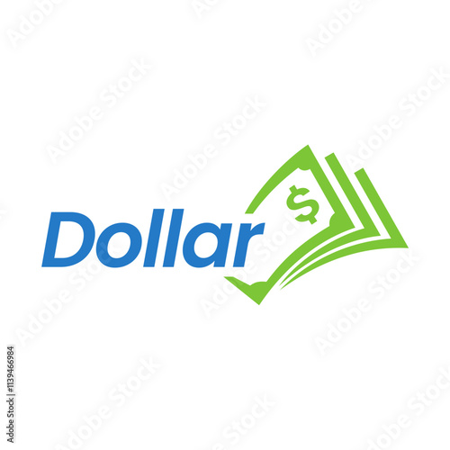 Dollar word logo with additional dollar bills