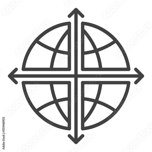 Multipolarity vector International Relations outline icon or symbol
